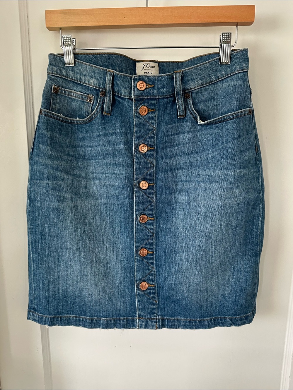 J. Crew Denim Button-Front Denim Mini Skirt